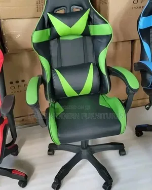 Racing-Style Gaming Chair with Headrest & Lumbar Pillows - Green & Black