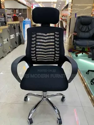 Mid-Back Mesh Office Chair with Headrest - Black