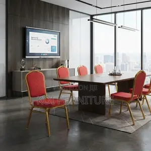 Red Armless Stackable Office Conference Chairs