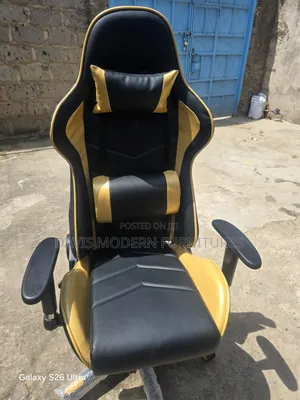 Racing-Style Gaming Chair - Red/Black Fabric & Black/Gold PU Leather