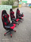 Racing-Style Gaming Chair - Red/Black Fabric & Black/Gold PU Leather - 2