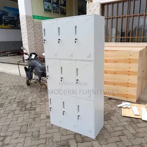 9-Door Metallic Locker Cabinet - Light Grey