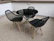 4-Seater Round Glass Dining Set - Black - 2