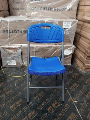 Blue Folding Metal Chairs (Set of 4)