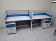 2-Way Office Workstation - White & Blue Partition - 2