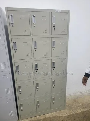 15-Door Metal Storage Locker - Grey Steel