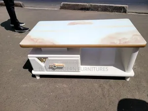 Modern White Coffee Table with Drawer