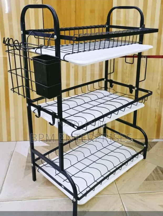 Heavy Duty 3-Tier Dish Rack - Black - 1