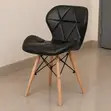 Modern Black Leather Dining Chair - 2