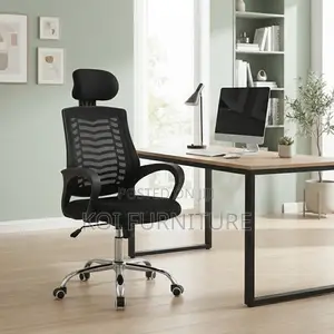 Clerical Adjustable Headrest Office Fabric Seat - Black