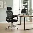 Clerical Adjustable Headrest Office Fabric Seat - Black - 1