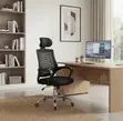 Clerical Adjustable Headrest Office Fabric Seat - Black - 2