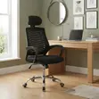 Clerical Adjustable Headrest Office Fabric Seat - Black - 3