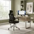 Clerical Adjustable Headrest Office Fabric Seat - Black - 5