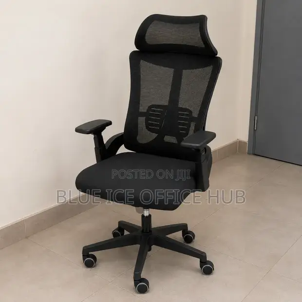 Ergonomic Mesh Office Chair with Headrest - Black - 1