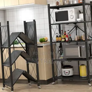 5-Tier Foldable Kitchen Rack with Wheels