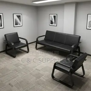 5-Seater Leather Hallway Waiting Sofa