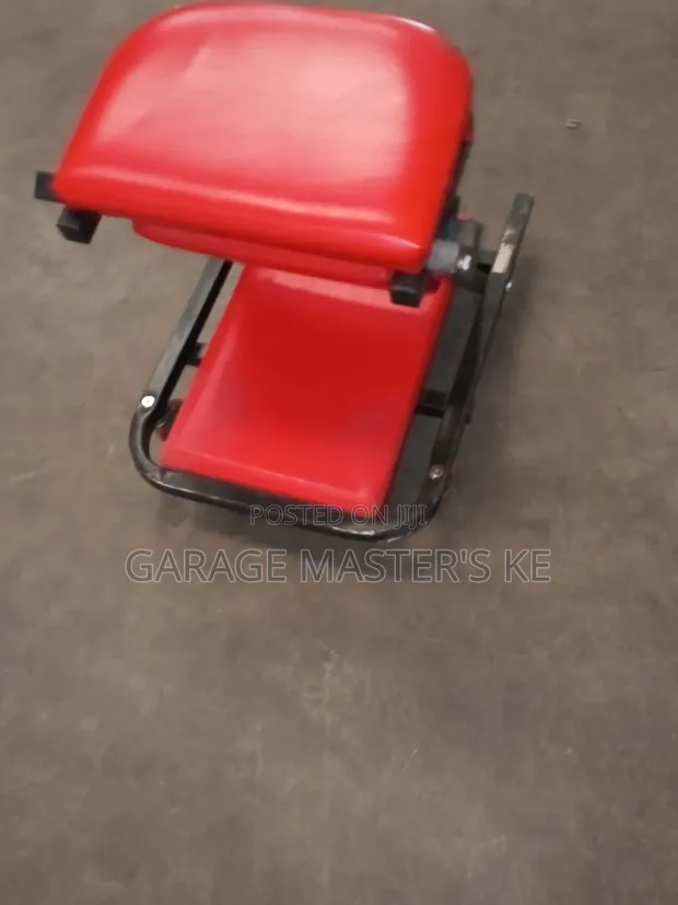 Mechanic's Creeper Seat - Padded Red Rolling Workshop Stool - 1