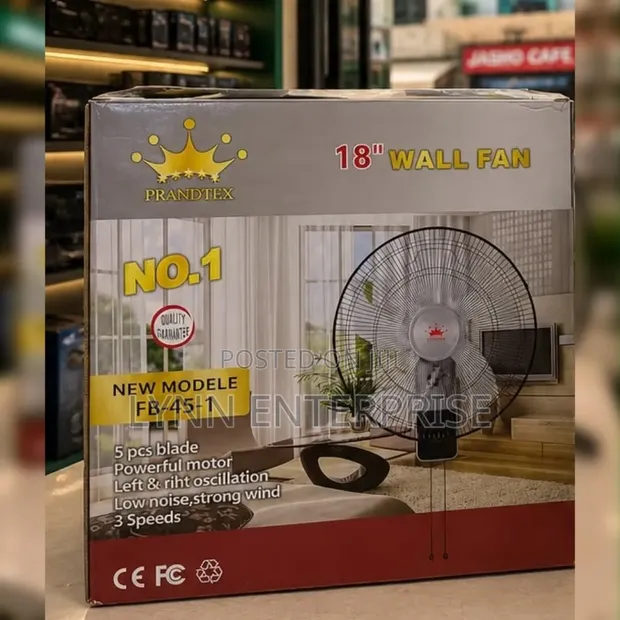 Prandtex 18-Inch Wall Fan with Remote - 1