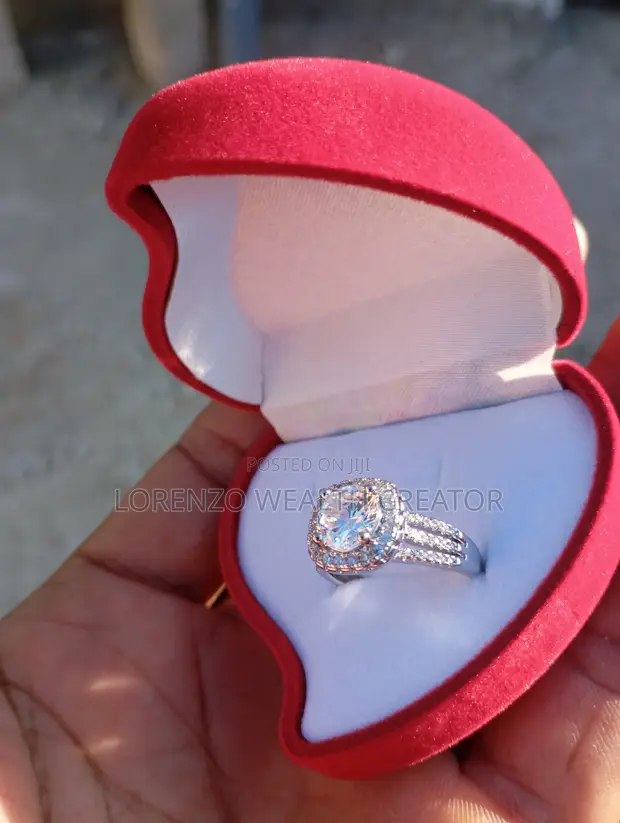 Diamond Ring with Red Heart Box - 1