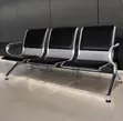 3-Seater Padded Black Leather Waiting Bench - 1