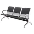 3-Seater Padded Black Leather Waiting Bench - 2