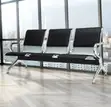 3-Seater Padded Black Leather Waiting Bench - 4