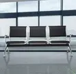 3-Seater Padded Black Leather Waiting Bench - 5