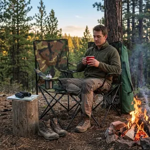 Portable Foldable Camouflage Camping Chair with Cup Holder