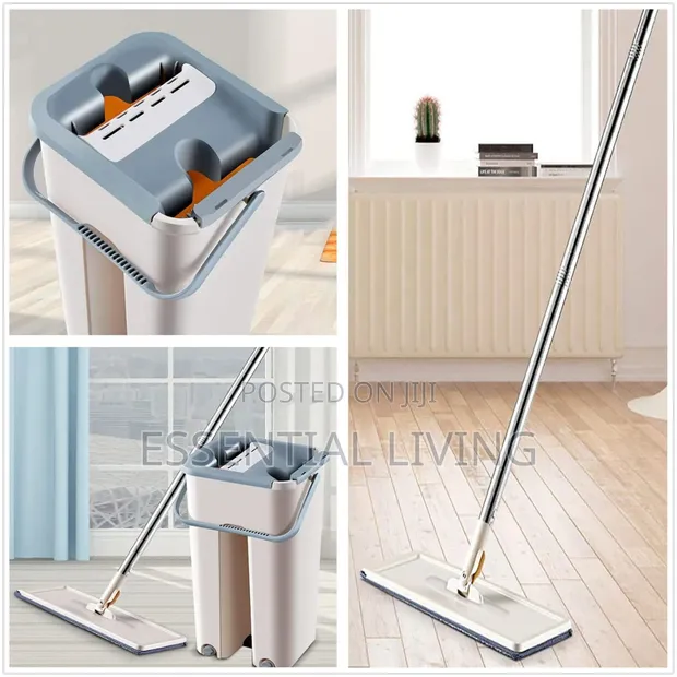 Flat Slide Mop na Seti ya ndoo na Kunyevua bila Mikono - 1