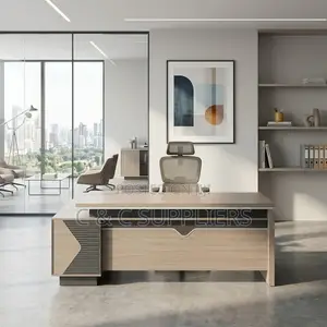 Modern Brown Wooden L-Shaped Desk - 1800mm