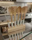 6-Piece Wood & White Silicone Utensil Set - 2