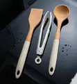 Seti ya Spatula, Ladle, na Tongs za Beechwood za Premium - 1