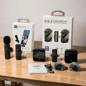 K9 F15-2 Wireless Microphone 2TX Mic ya Klipu kwa Vlogging ya Simu