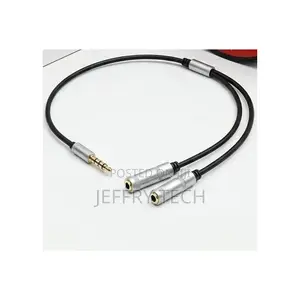 Kebo ya Splitter ya Sauti ya 3.5mm TRRS Kiume hadi 3.5mm Kike Mara Mbili