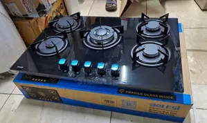 Bolesi Cooker ya Gesi Kamili ya 5-Burner na Kioo cha Tempered