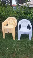 White & Cream Plastic Chairs - 1