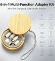 6-in-1 Round Bamboo Charging Cable Kit - 2