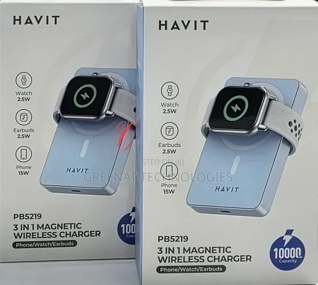 Havit PB5219 3-in-1 10000mAh Magnetic Wireless Power Bank 20W - 1