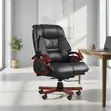 Executive Reclining Office Chair - Black Leather - 4