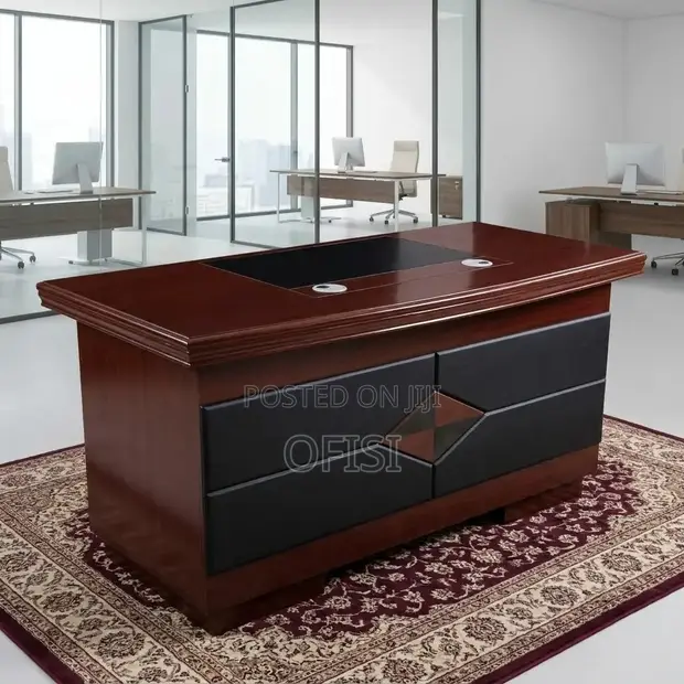 Mahogany 140cm Executive Office Desk - 1