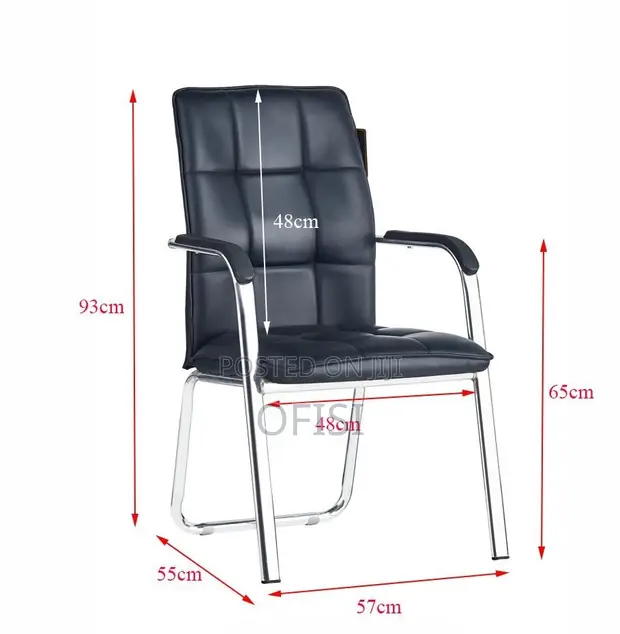 Modern Leather Waiting Chair - Black - 1