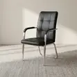 Modern Leather Waiting Chair - Black - 3