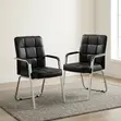 Modern Leather Waiting Chair - Black - 5