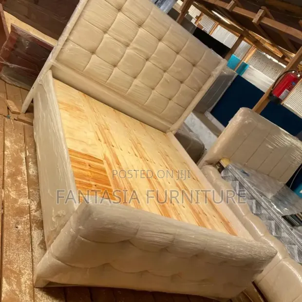 Beige 5x6 Bed with Mattress & Free Delivery - 1