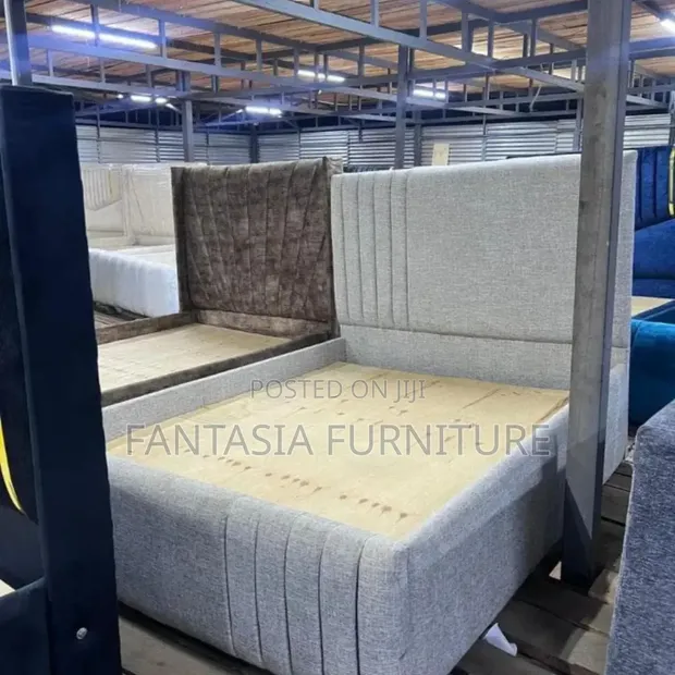 Brand New 5x6 Bed with Vertical Channel Tufted Headboard - 1