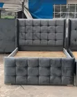 5x6 Foot Grey Tufted Bed Frame - 1