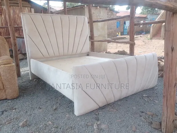 Vandor 5x6 Foot Beige Bed with Optional Mattress - 1