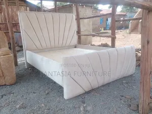 Vandor 5x6 Foot Beige Bed with Optional Mattress