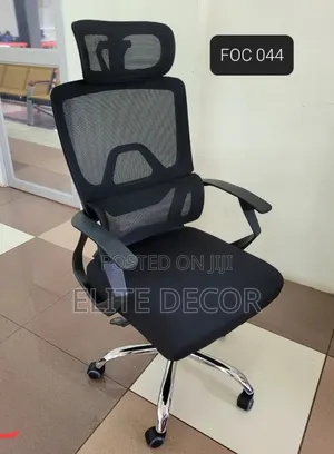 Kiti cha Ofisi cha Orthopedic chenye Mgongo Mrefu wa Mesh na Kichwa na Msaada wa Kiuno